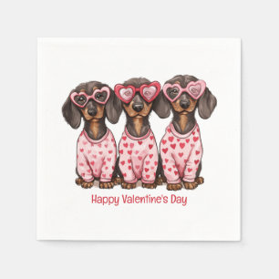 Serviette En Papier Joyeux Chiens de la fête des Valentines