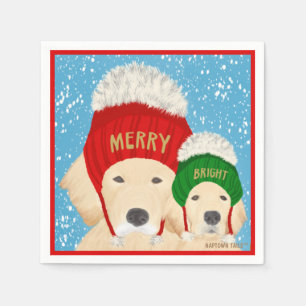 Serviette En Papier Joyeux Chiens de Noël brillants serviettes