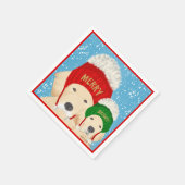 Serviette En Papier Joyeux Chiens de Noël brillants serviettes (Coin)