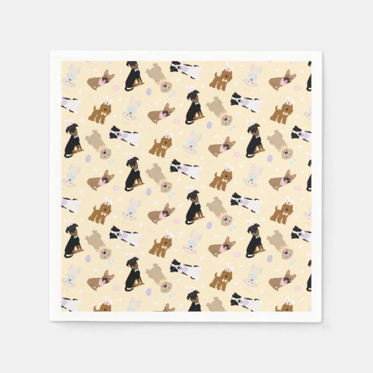 Serviette En Papier Joyeux Chiens de Pâques (Devant)