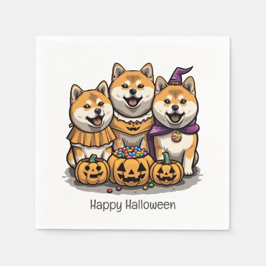 Serviette En Papier Joyeux Chiens d'Halloween Shiba Inu (Devant)