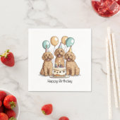 Serviette En Papier Joyeux Chiens Goldendoodle Anniversaire (En situation)