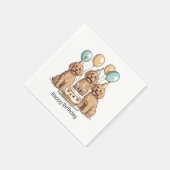 Serviette En Papier Joyeux Chiens Goldendoodle Anniversaire (Coin)