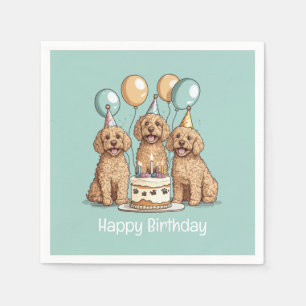 Serviette En Papier Joyeux Chiens Goldendoodle Anniversaire