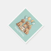 Serviette En Papier Joyeux Chiens Goldendoodle Anniversaire (Coin)