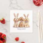 Serviette En Papier Joyeux Chiens Goldendoodle de Pâques (En situation)