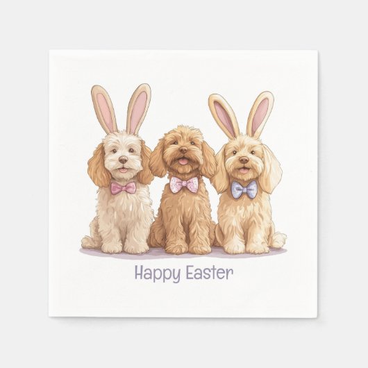 Serviette En Papier Joyeux Chiens Goldendoodle de Pâques (Devant)