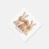 Serviette En Papier Joyeux Chiens Goldendoodle de Pâques (Coin)