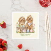 Serviette En Papier Joyeux Chiens Goldendoodle de Pâques (En situation)