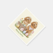 Serviette En Papier Joyeux Chiens Goldendoodle de Pâques (Coin)