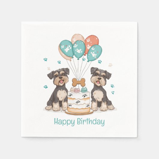 Serviette En Papier Joyeux Chiens Schnauzer (Devant)