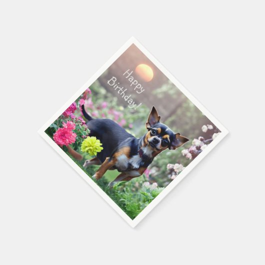 Serviette En Papier Joyeux Chihuahua Anniversaire Papier serviettes (Coin)