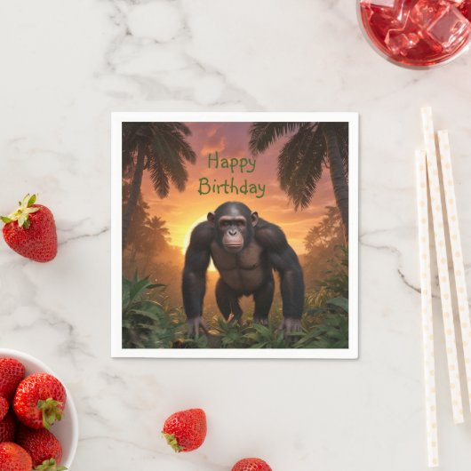 Serviette En Papier Joyeux Chimp d'anniversaire (En situation)