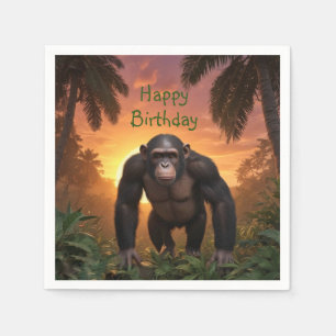 Serviette En Papier Joyeux Chimp d'anniversaire