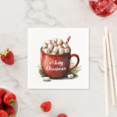 Serviette En Papier Joyeux chocolat chaud de Noël (En situation)