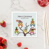 Serviette En Papier Joyeux Chouettes de Noël sur le papier d'arbre Nap (En situation)