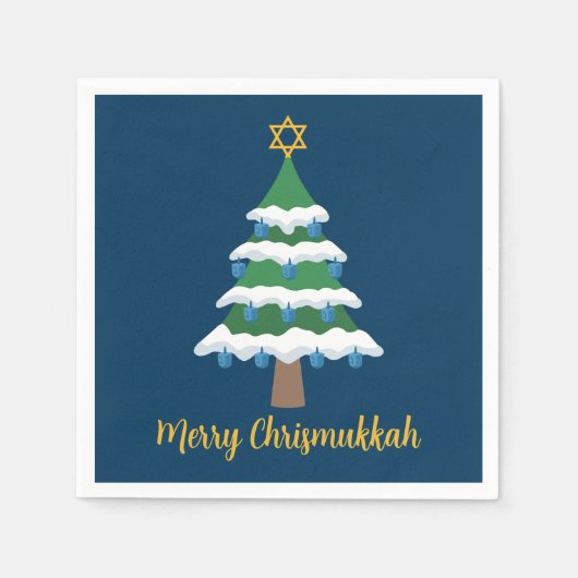 Serviette En Papier Joyeux Chrismukkah Cute Hanoukka Christmas Tree (Devant)
