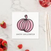 Serviette En Papier Joyeux Citrouille rose d'Halloween (En situation)