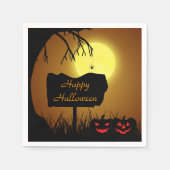 Serviette En Papier Joyeux Citrouilles de Jack-o'-lantern Halloween (Devant)