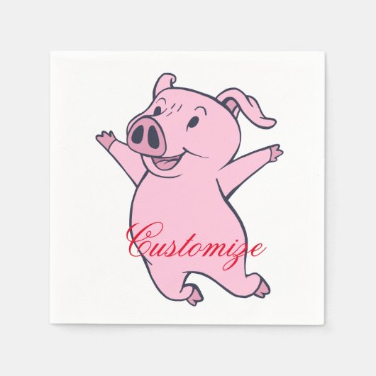 Serviette En Papier Joyeux Cochon rose Sauter Thunder_Cove (Devant)
