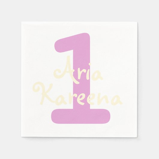 Serviette En Papier Joyeux cocktail d'anniversaire Napkin beige rose (Devant)