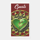 Serviette En Papier Joyeux Coeur vert de Noël (Devant)