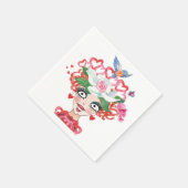 Serviette En Papier Joyeux Coeurs Fleurs Oiseaux Lady Casquette (Coin)