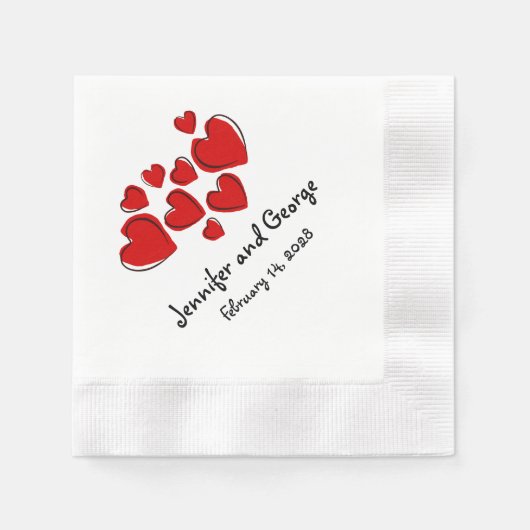 Serviette En Papier Joyeux Coeurs Saint Valentin Mariage serviettes (Devant)
