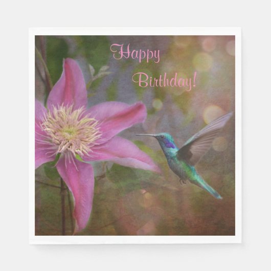 Serviette En Papier Joyeux colibri d'anniversaire (Devant)