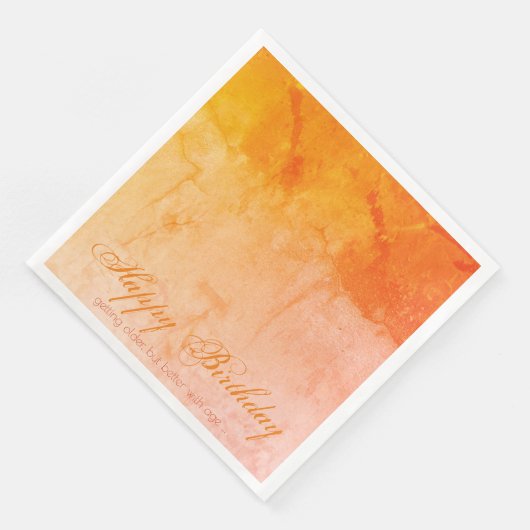 Serviette En Papier Joyeux concepteur orange d'anniversaire (Coin)