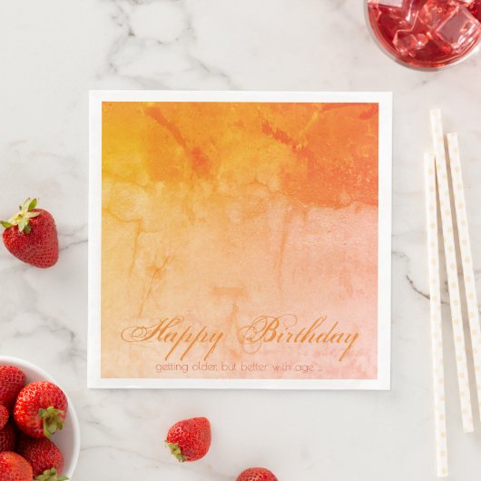 Serviette En Papier Joyeux concepteur orange d'anniversaire (En situation)