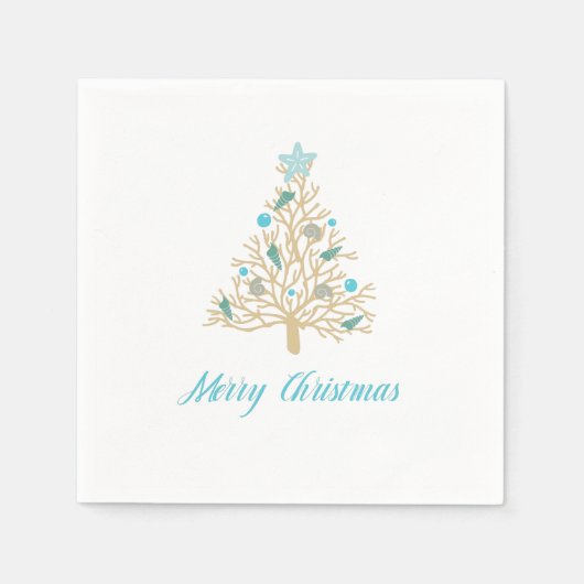 Serviette En Papier Joyeux coquillage de Noël Arbre de Noël (Devant)
