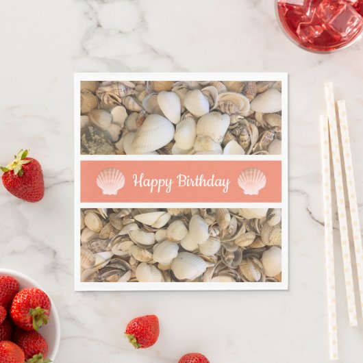 Serviette En Papier Joyeux Coquillages d'anniversaire (En situation)