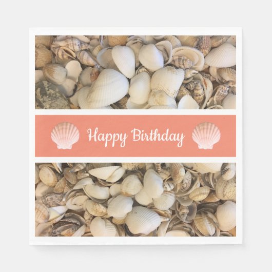 Serviette En Papier Joyeux Coquillages d'anniversaire (Devant)