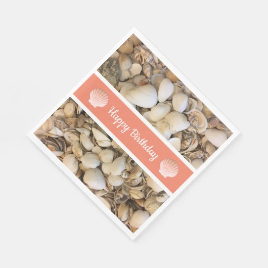 Serviette En Papier Joyeux Coquillages d'anniversaire (Coin)