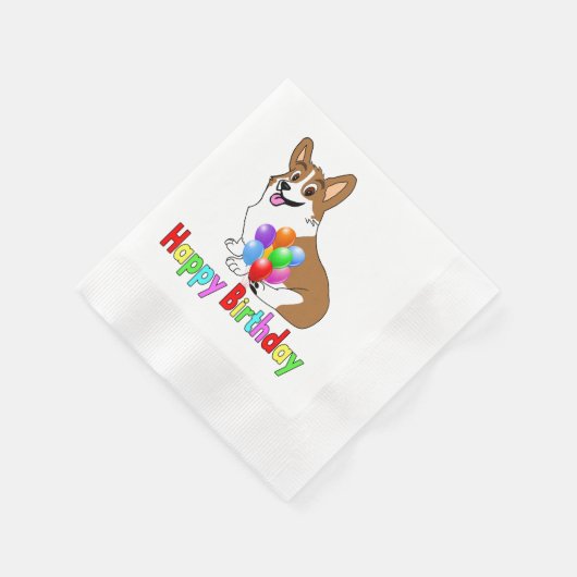 Serviette En Papier Joyeux Corgi d'anniversaire (Coin)