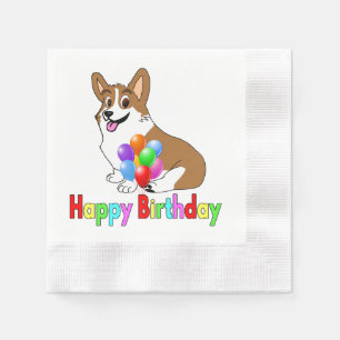 Serviette En Papier Joyeux Corgi d'anniversaire