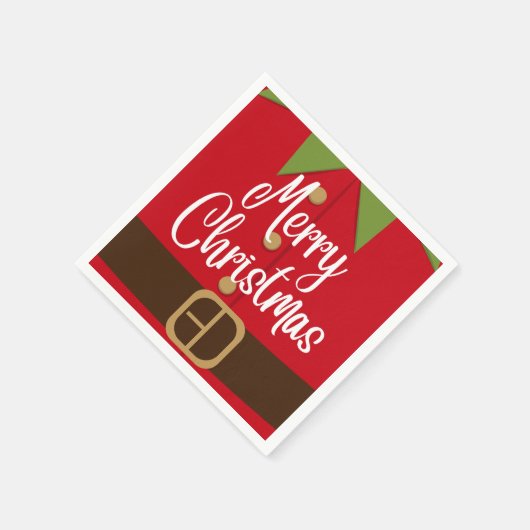 Serviette En Papier Joyeux costume Elf Père Noël (Coin)