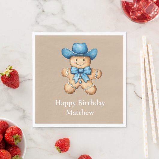 Serviette En Papier Joyeux Cowboy en pain d'épice (En situation)