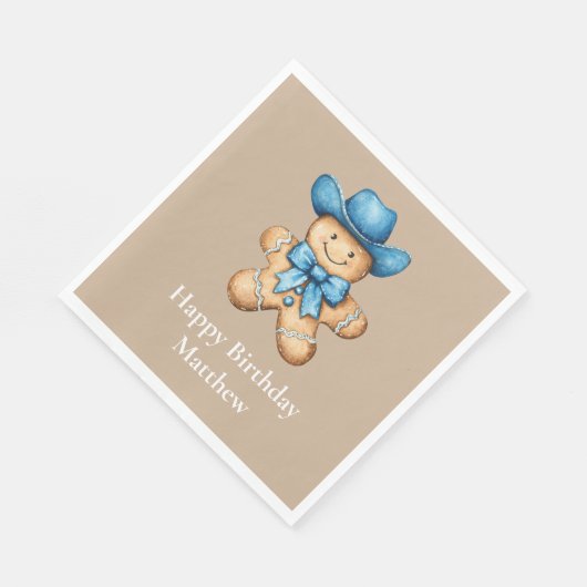 Serviette En Papier Joyeux Cowboy en pain d'épice (Coin)