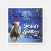 Serviette En Papier Joyeux Cowristmas Père Noël Vacances Vache (Devant)