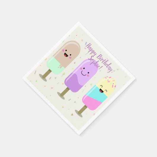Serviette En Papier Joyeux crème glacée Smiling Bars & Popsicles (Coin)