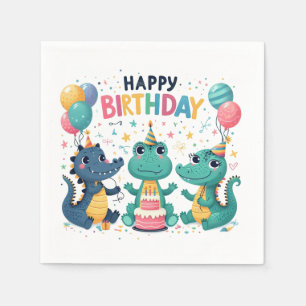 Serviette En Papier Joyeux crocodiles d'anniversaire
