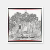 Serviette En Papier Joyeux croquis de l'église Bluffton de Noël dans l (Devant)