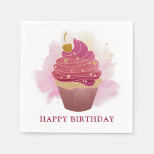 Serviette En Papier Joyeux Cupcake d'anniversaire