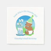 Serviette En Papier Joyeux demi-anniversaire bébé ours avec la fête du (Devant)