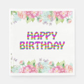 Serviette En Papier Joyeux design floral d'anniversaire (Devant)