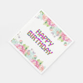 Serviette En Papier Joyeux design floral d'anniversaire (Coin)