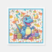 Serviette En Papier Joyeux Dinosaur d'anniversaire (Devant)