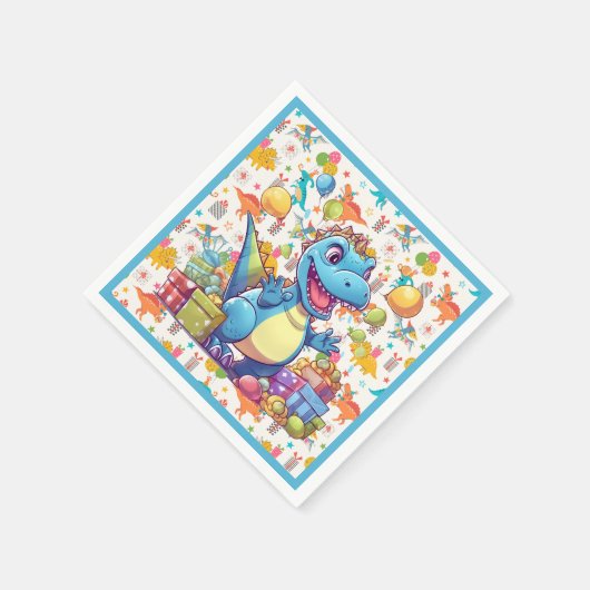 Serviette En Papier Joyeux Dinosaur d'anniversaire (Coin)